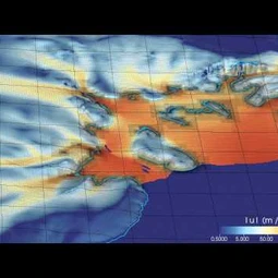 Simulation of glacier retreat in the Filchner-Ronne ice shelf over three centuries (video)