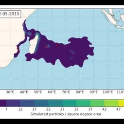 Computer model prediction for how floating debris from MH370 spread (animation)