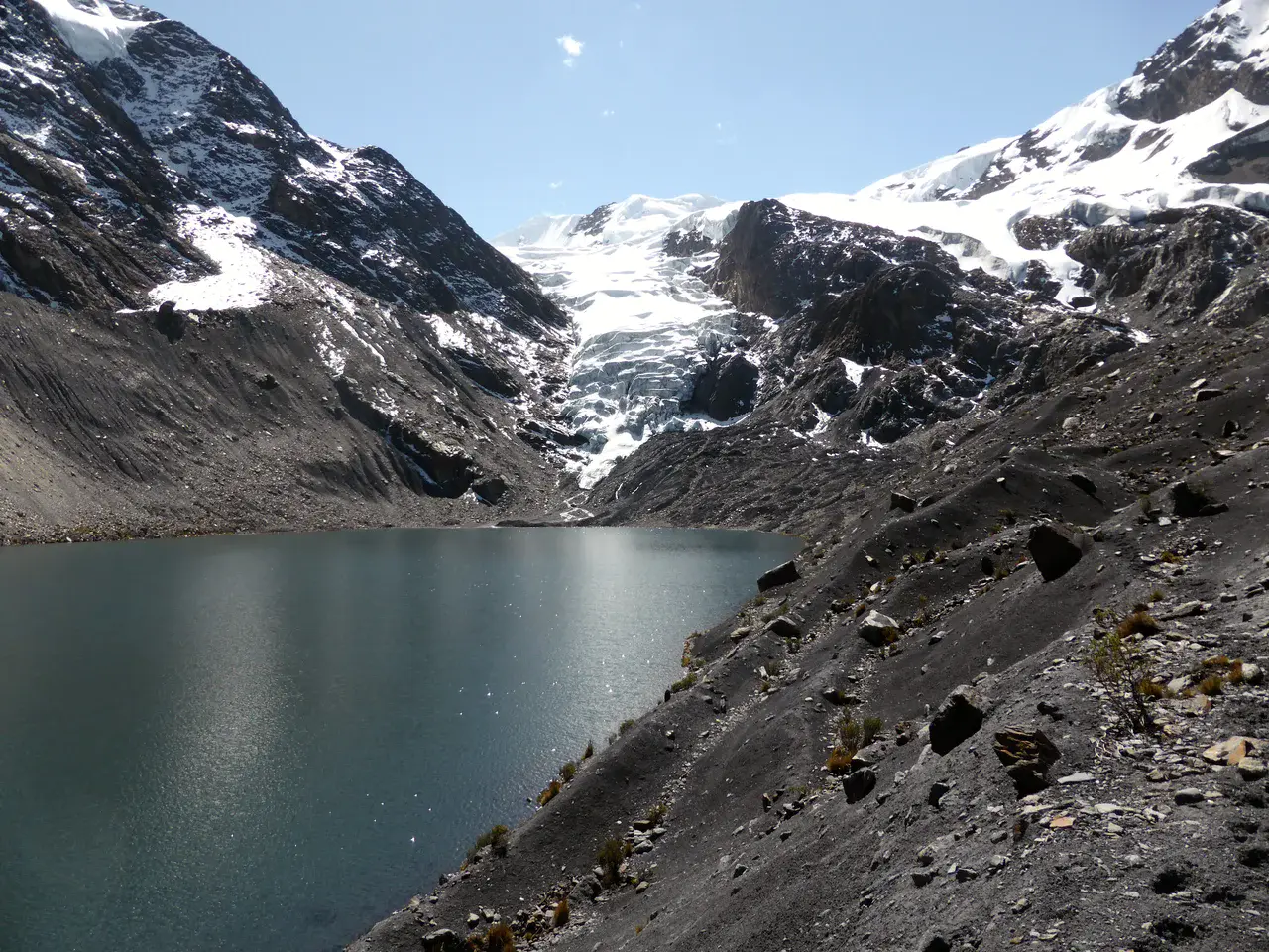 Glacier and glacier lake in the Bolivian Andes (Credit: Simon Cook)