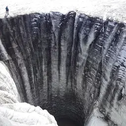 Large moulin (vertical shaft) on Plaine Morte glacier