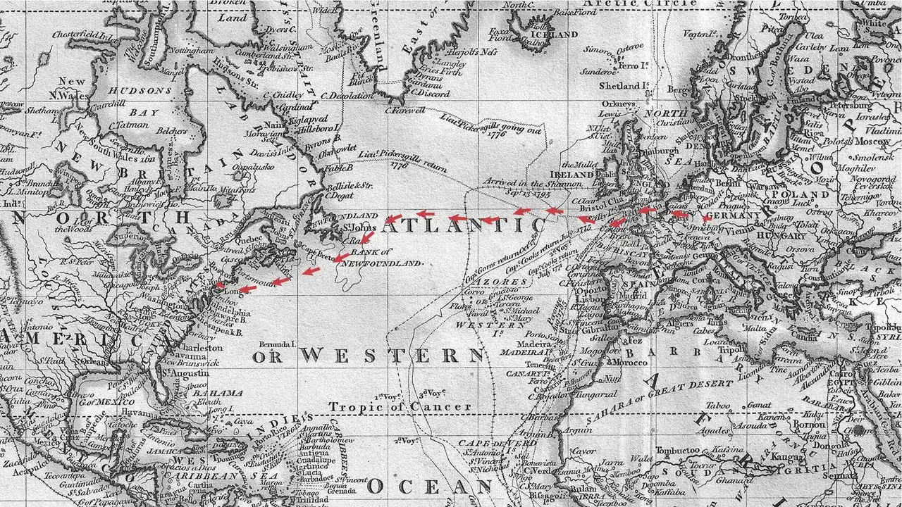 Close up on a 19th century map