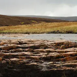 Dry river bed in a peat upland in Northern England
