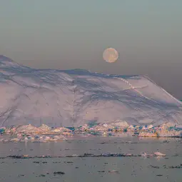 Moon over iceberg, Disko Bay