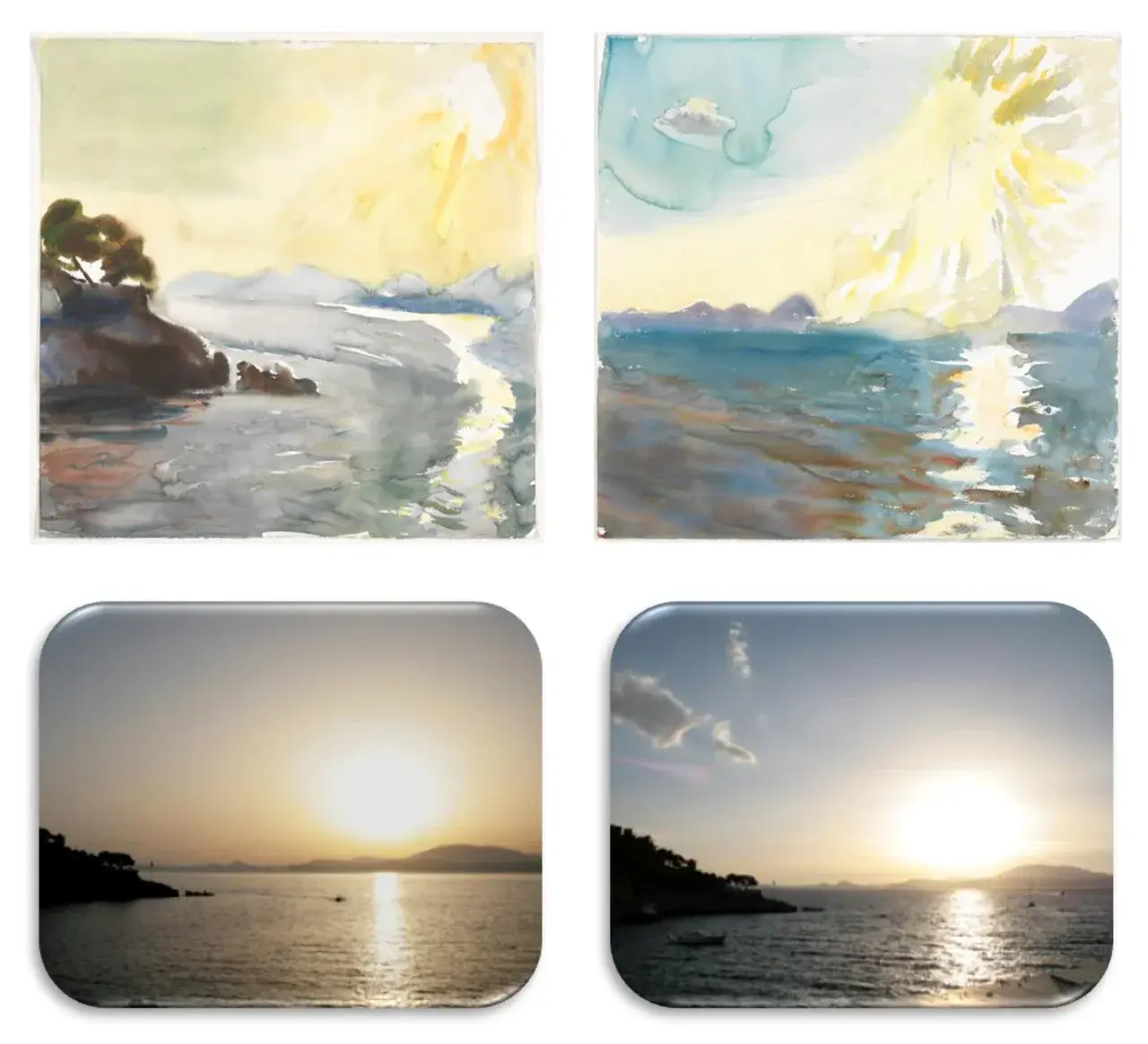 Sunset paintings and photographies (Island of Hydra, June 2010) (Credit: P. Tetsis (paintings) and C. Zerefos (photos))
