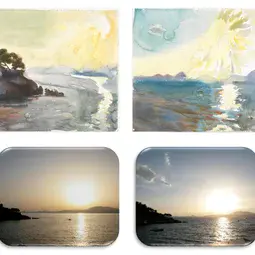 Sunset paintings and photographies (Island of Hydra, June 2010)