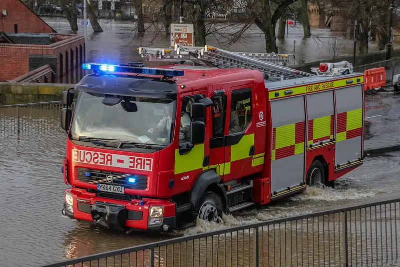 Fire brigade in flood water (Credit: Richard Scott via Flickr, CC-BY-NC2.0)