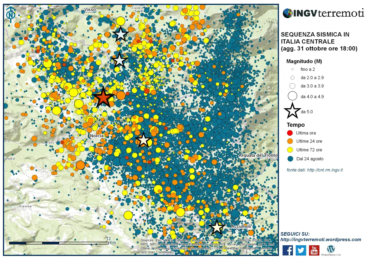 INGV terremoti map with information on the earthquakes that hit central Italy last week (Credit: INGV terremoti)