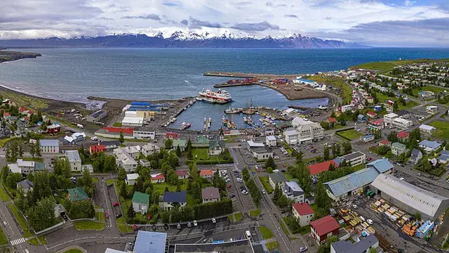 Aerial panorama of húsavík Iceland (Credit: Chensiyuan, Wikimedia Commons)