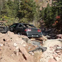 Damage casued by September 2013 flooding near Boulder, Colorado USA