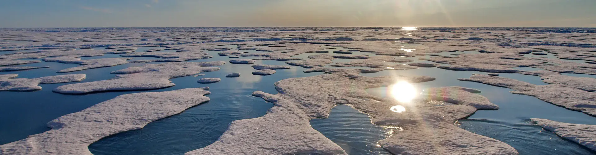 Ponds of melted freshwater (snow) on top of sea ice in the Arctic in summer. (Credit: Michael Tjernström, via Imaggeo)