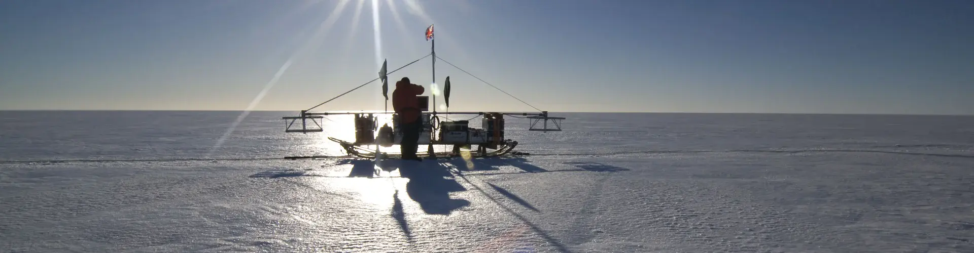 BAS radar sledge on the Larsen Ice Shelf (Credit: Adam Clark, British Antarctic Survey (BAS))