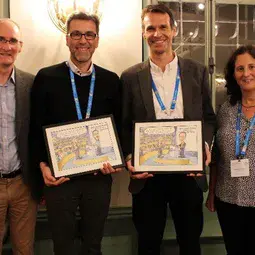 ACP co-chief executive editors Ken Carslaw and Barbara Ervens (left, right) with Thomas Koop and Uli Pöschl (center left, center right)