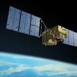 An artist's rendition of the Greenhouse gases Observing SATellite (GOSAT) operating in space