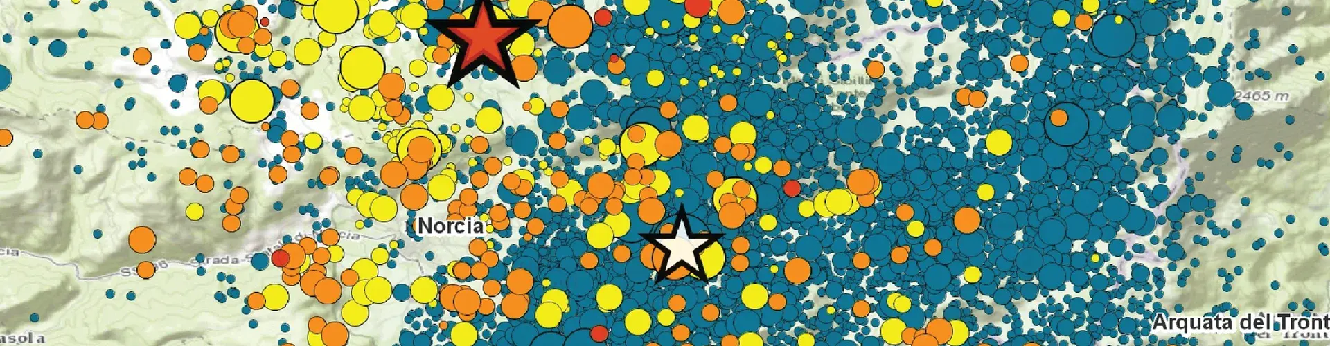 Detail of an INGV terremoti map with information on the earthquakes that hit central Italy last week (Credit: INGV terremoti)