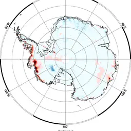 Elevation change in Antarctica