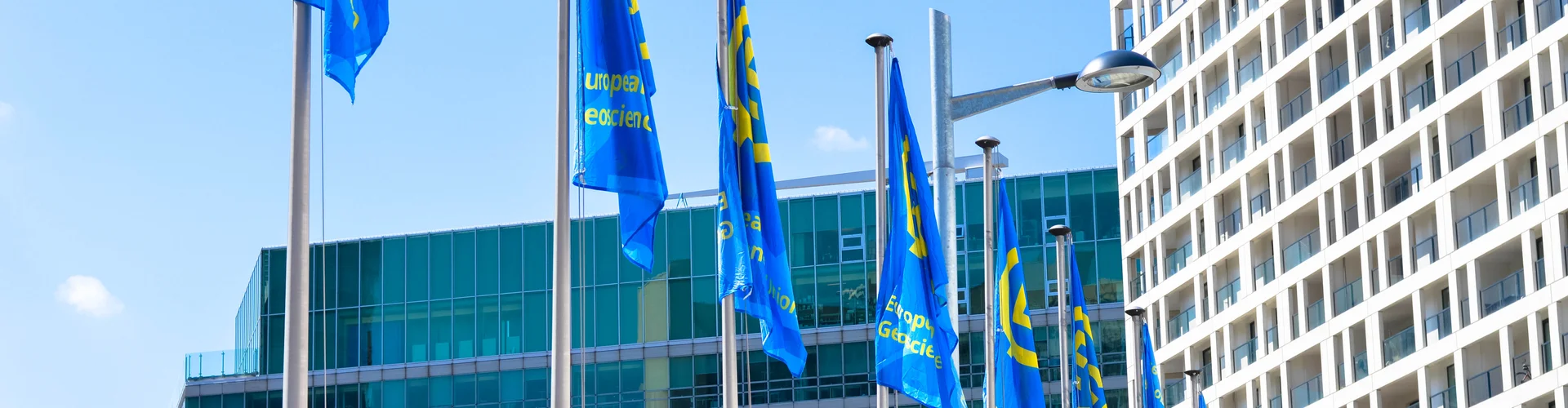 Flags outside the ACV during the EGU General Assembly (Credit: Kai Boggild/EGU)