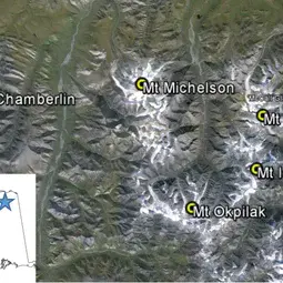 Location of the five tallest peaks in the US Arctic