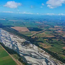 The braided Waimakariri River located at the heart of Waitaha Canterbury, in Aotearoa New Zealand’s South Island