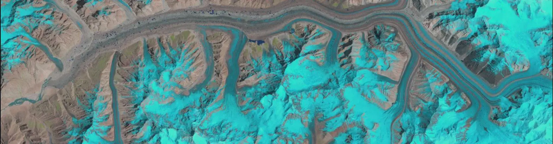 Still from the Baltoro animation (Credit: F. Paul, The Cryosphere, 2015 & USGS/NASA)