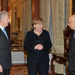 Mario Monti (left), Angela Merkel and Giorgio Napolitano