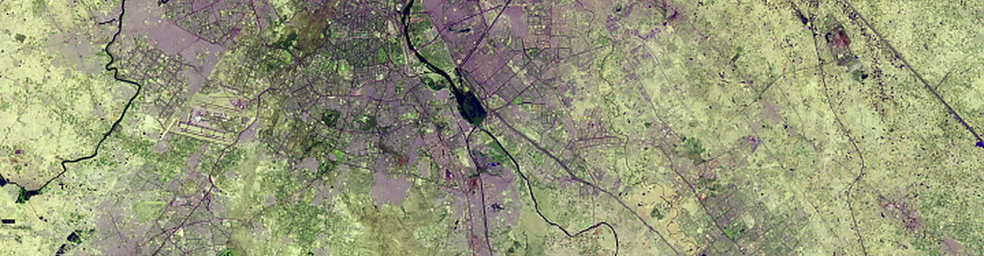 Delhi, India and environs (Credit: NASA Earth Observatory images by Lauren Dauphin, using Landsat data from the U.S. Geological Survey)