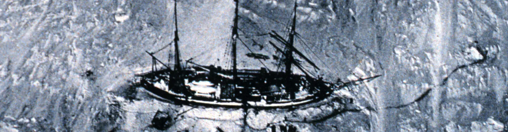 Aerial view of the Gauss (Erich von Drygalski's ship) in the ice during the 1901 German Antarctic Expedition (Credit: National Oceanic and Atmospheric Administration/Department of Commerce)