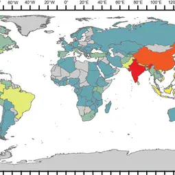 Number of non-seismically triggered fatal landslides by country (2004 to 2016)