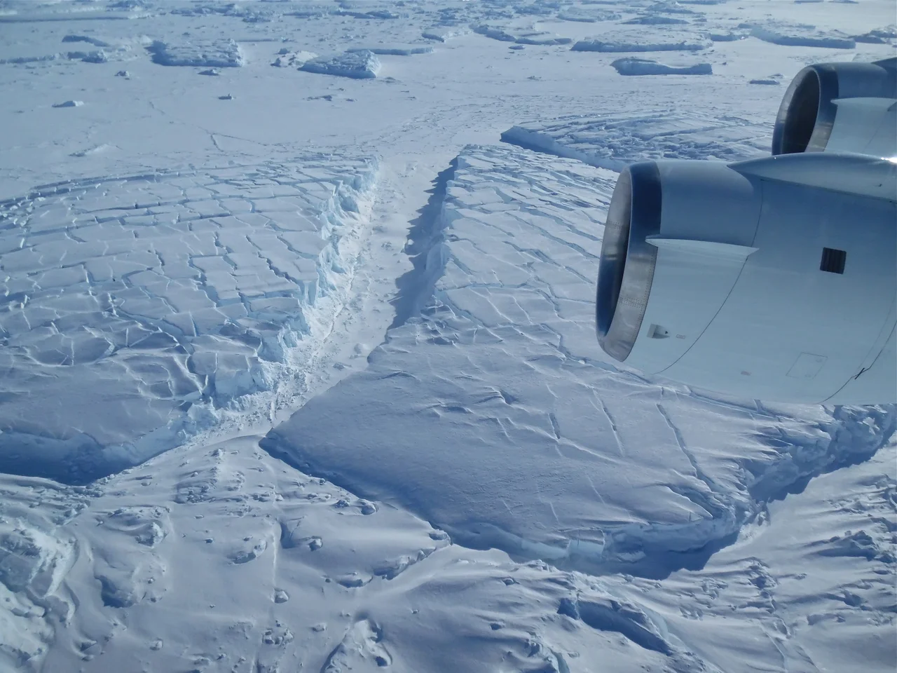 Frozen icebergs near Thwaites Glacier in West Antarctica (Credit: NASA/Jim Yungel)