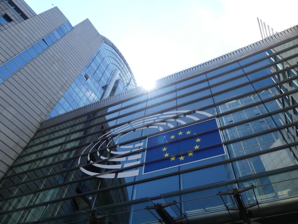 Sun rising over the EU Parliament