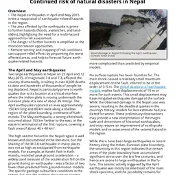 EGU Information Briefing: Continued risk of natural disasters in Nepal