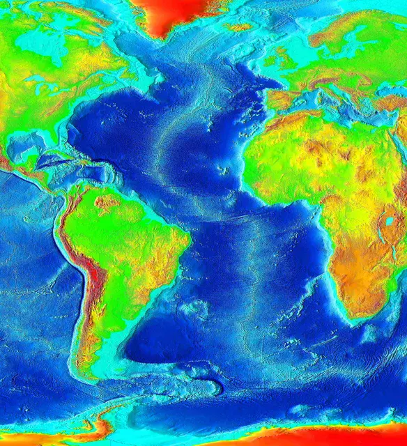 Atlantic Ocean bathymetry (Credit: NOAA)