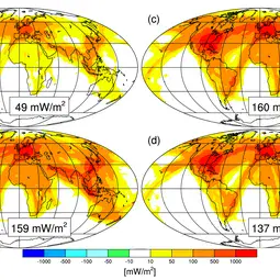 Simulation results: radiative forcing due to the formation of contrails