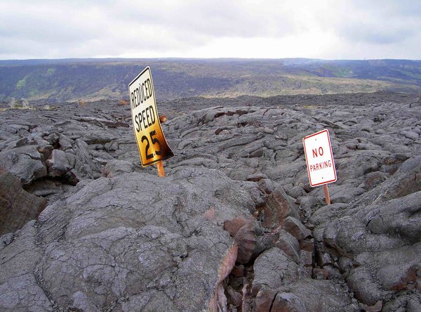 Recycled lost road with relevant signs