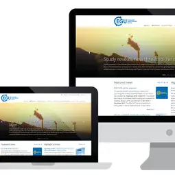 A preview of the responsive design on the new EGU website