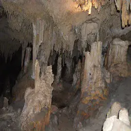 Stalactites and stalagmites in Yonderup cave