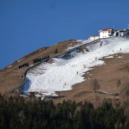Ski slopes with little snow in Davos, December 2015