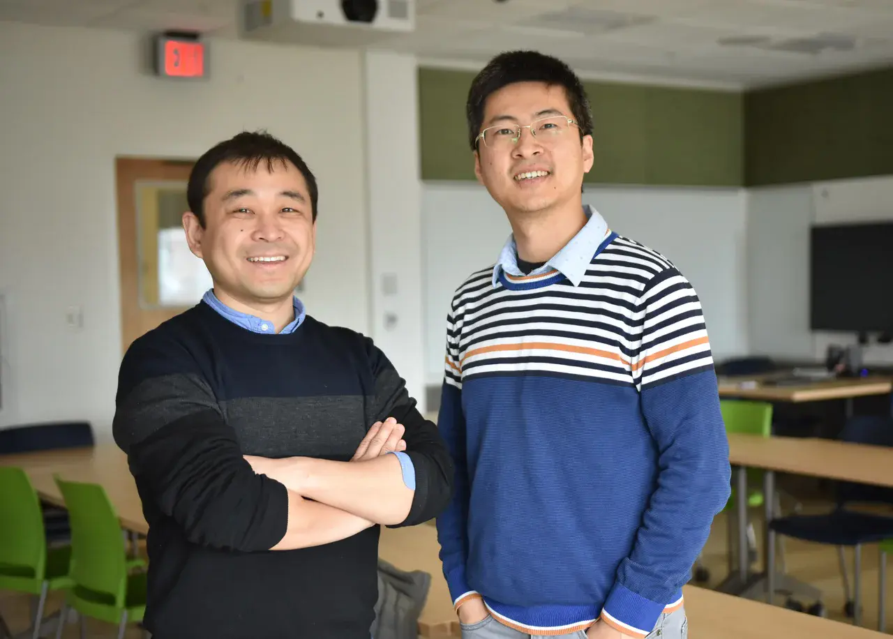 Kaiyu Guan (left) and Chongya Jiang at the University of Illinois (Credit: CABBI/University of Illinois at Urbana-Champaign)
