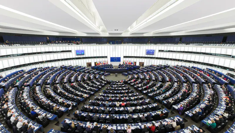 The Hemicycle of the European Parliament in Strasbourg (Credit: David Iliff)