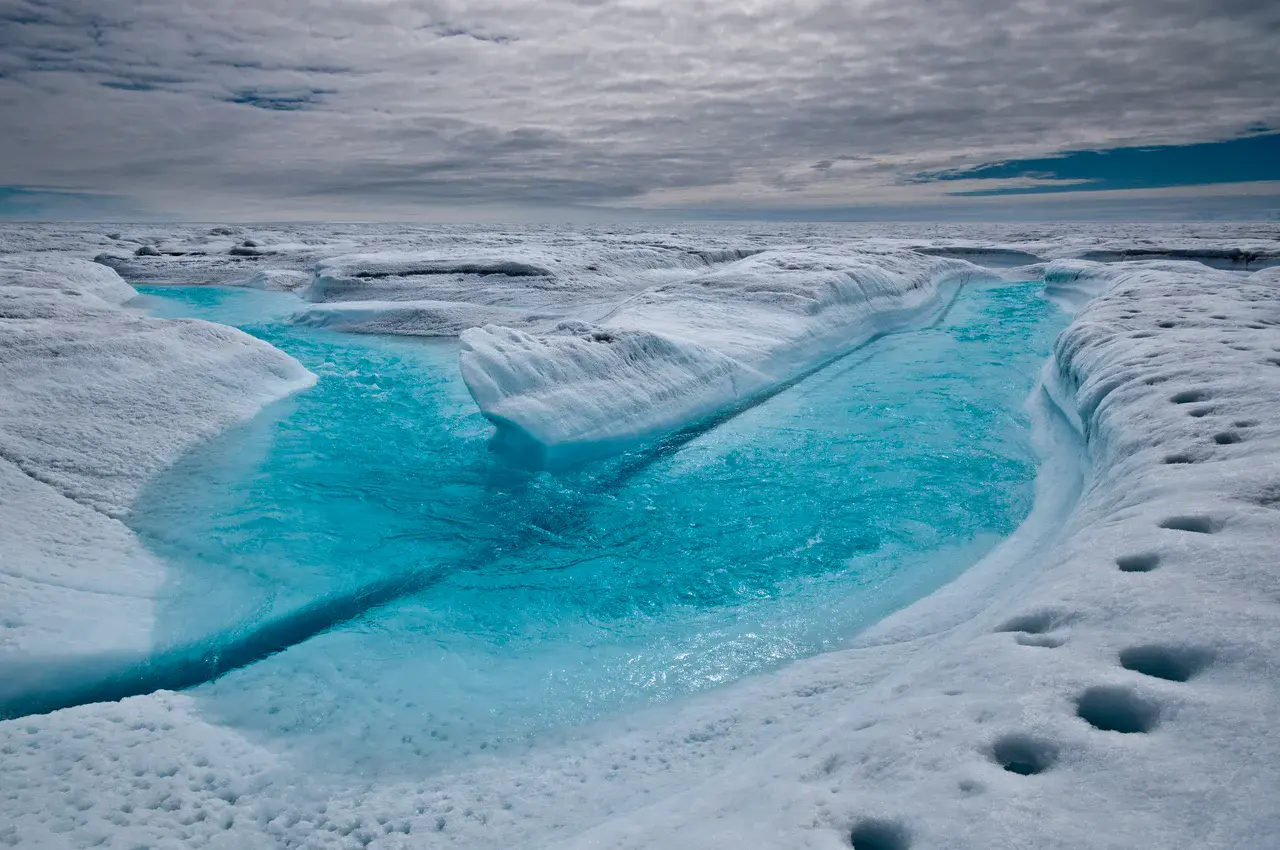 Melt stream, Greeland (Credit: Ian Joughin, via Imaggeo)