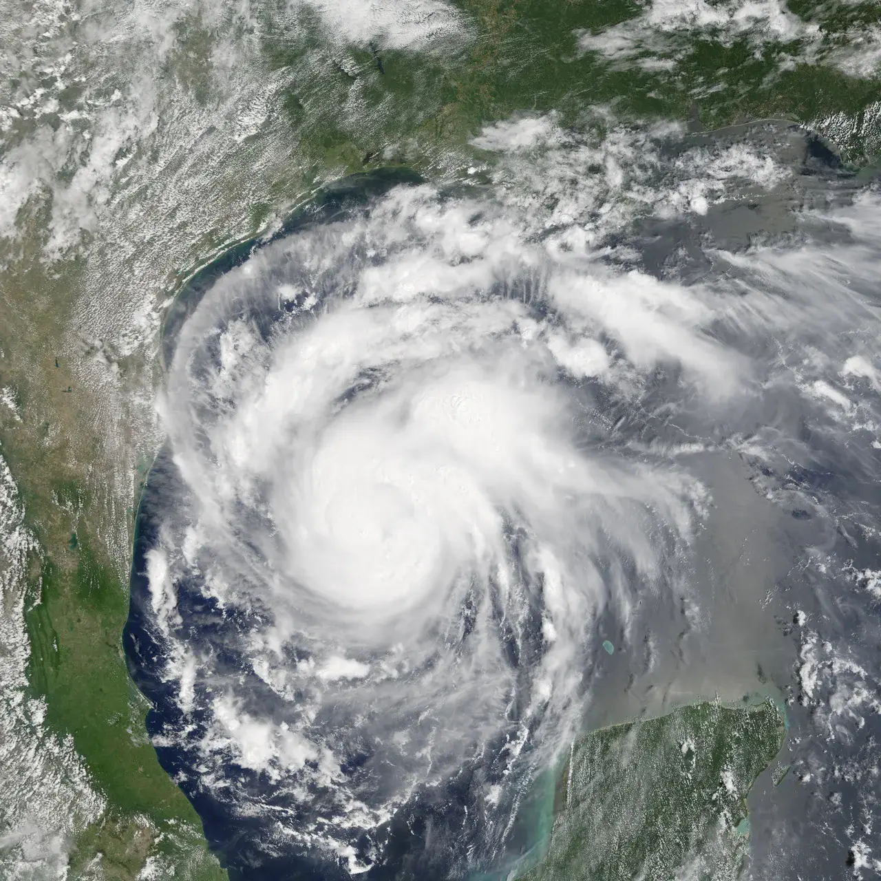 Hurricane Harvey from space on 24 August 2017 (Credit: NASA Earth Observatory/J. Allen/Terra - MODIS)