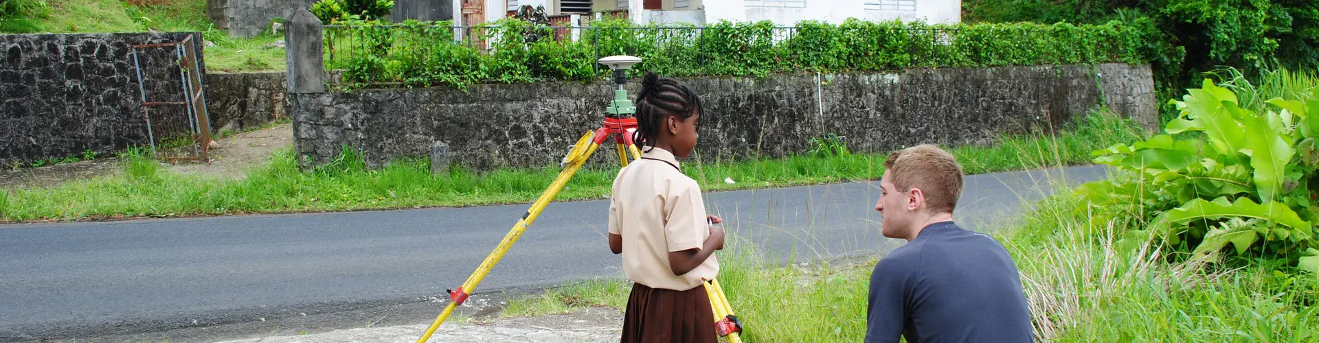 Volcanologist James Hickey combining outreach and fieldwork whilst in Dominica (Credit: Robert Watts)