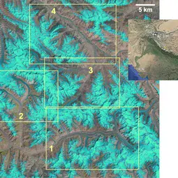 Satellite image of the study region in the Karakoram